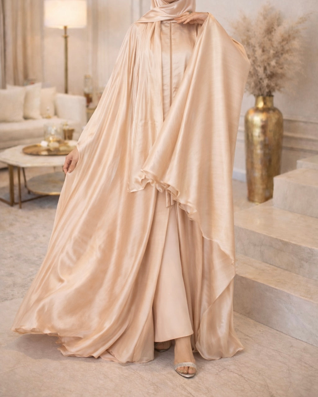 Roya abaya- Luxury Organza Farasha set- cape style abaya
