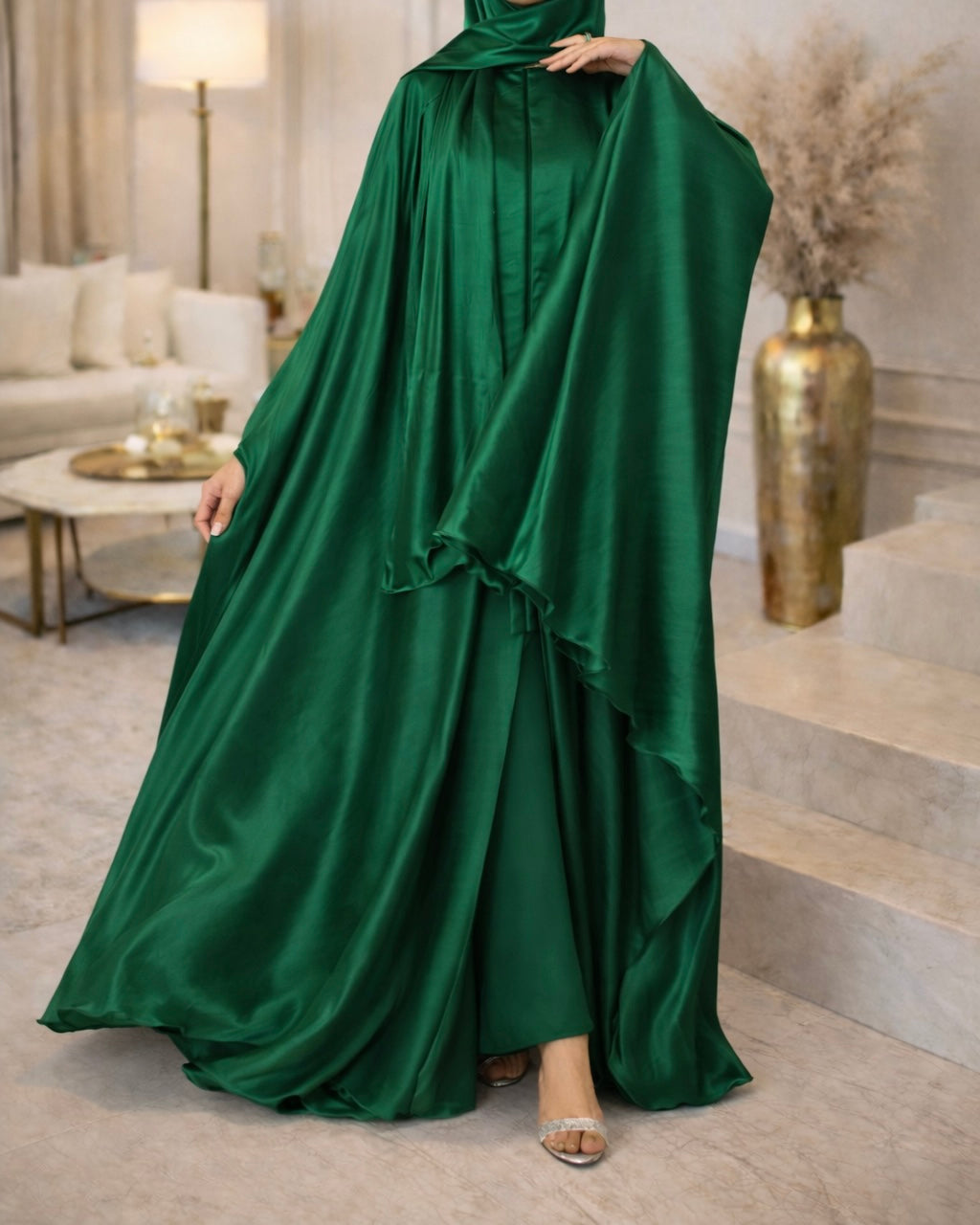 Roya abaya- Luxury Organza Farasha set- cape style abaya