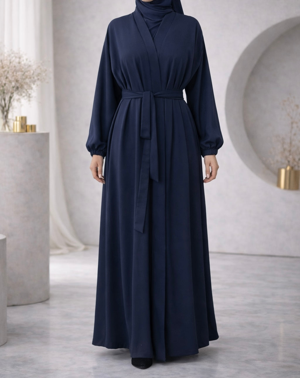 Aaliyah 1.0 abaya - Women's Open Abaya with buttons- Cuffed sleeves- Nidha fabric- sizes 52-60