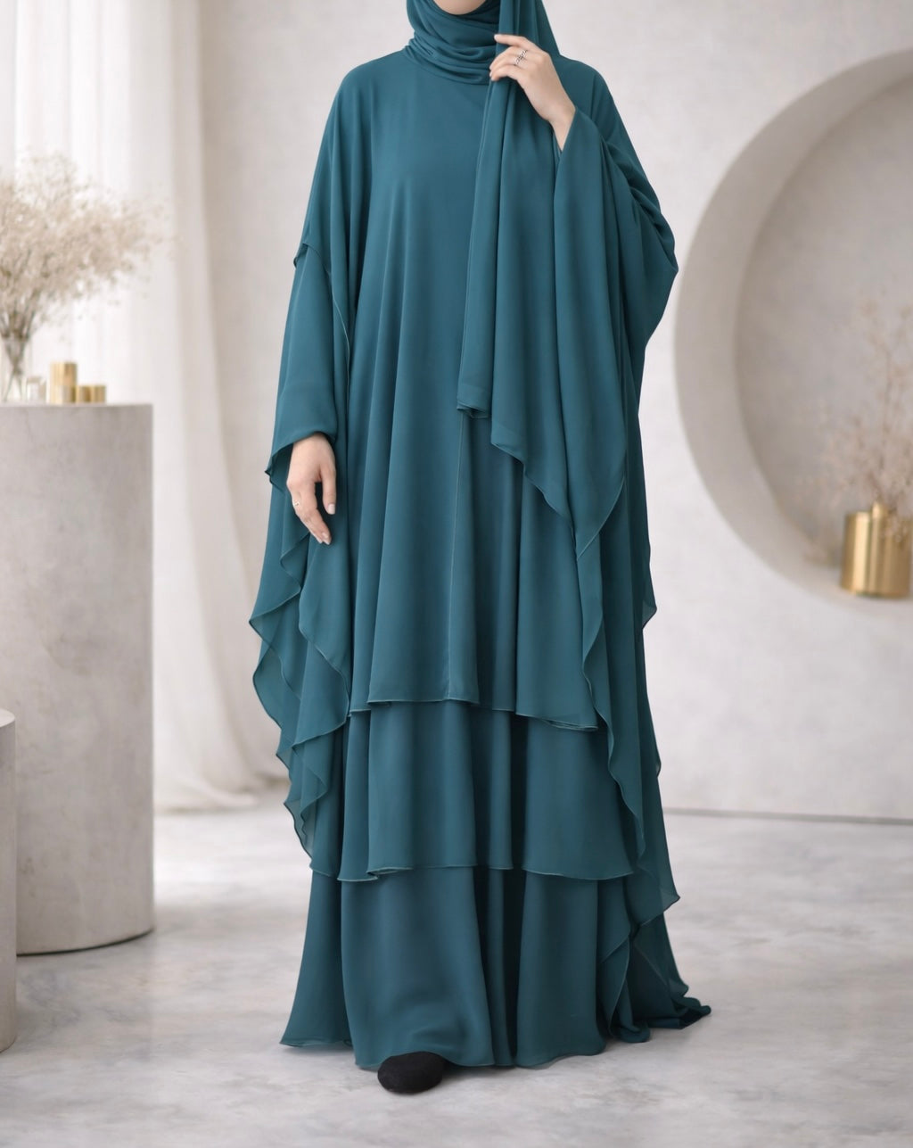 Hawaa Abaya- Premium Chiffon Farasha Abaya set