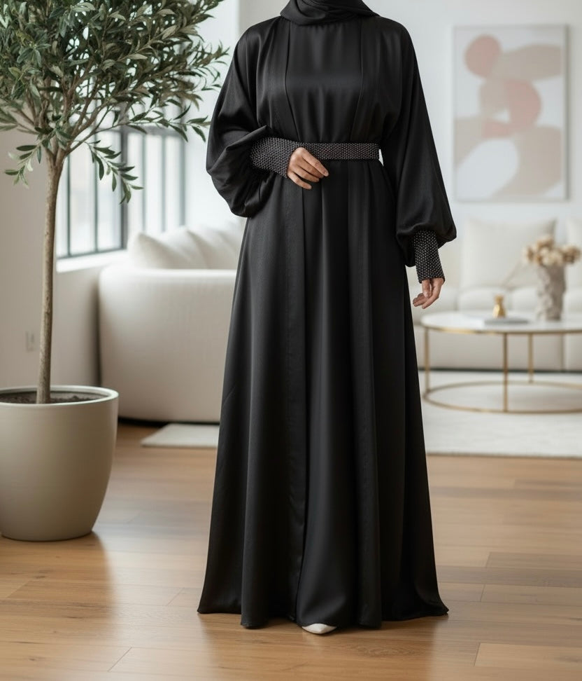 Sophia abaya- Luxury 4 piece abaya set- net lace sleeves