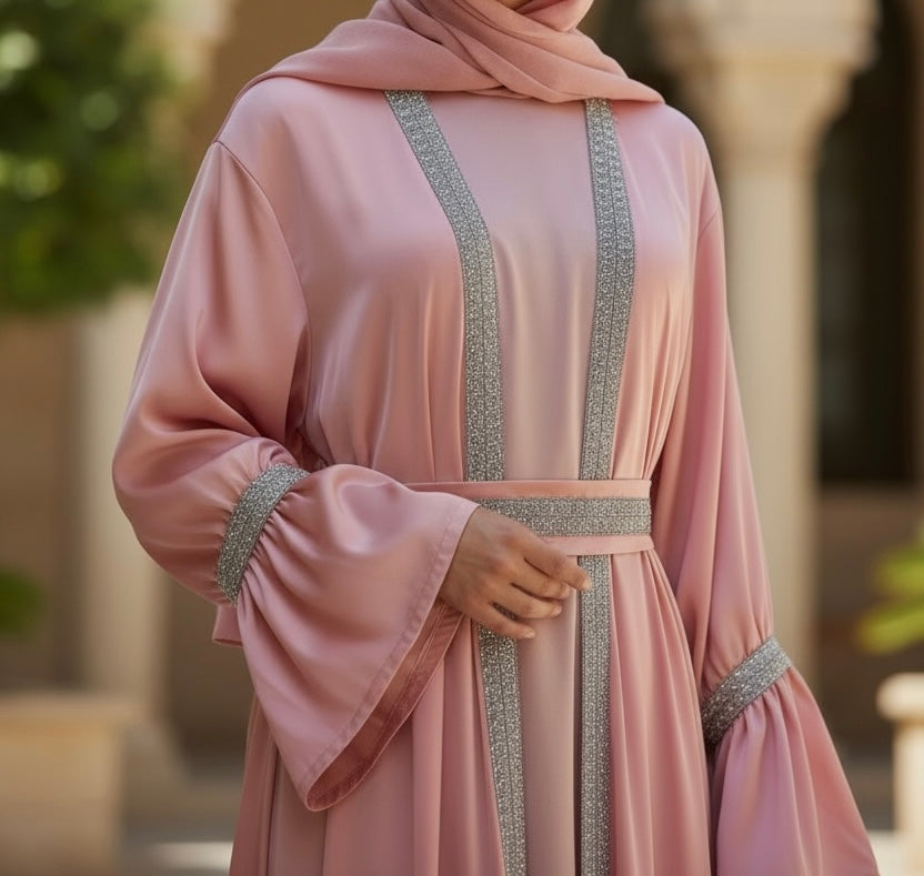 Zara abaya- Satin 4 piece abaya set