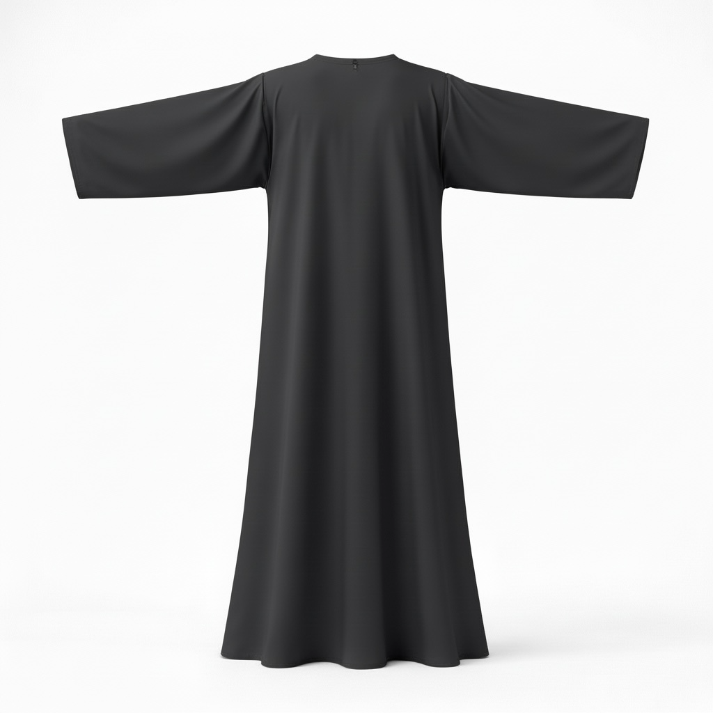 dark grey dress abaya with wide sleeve on a white background