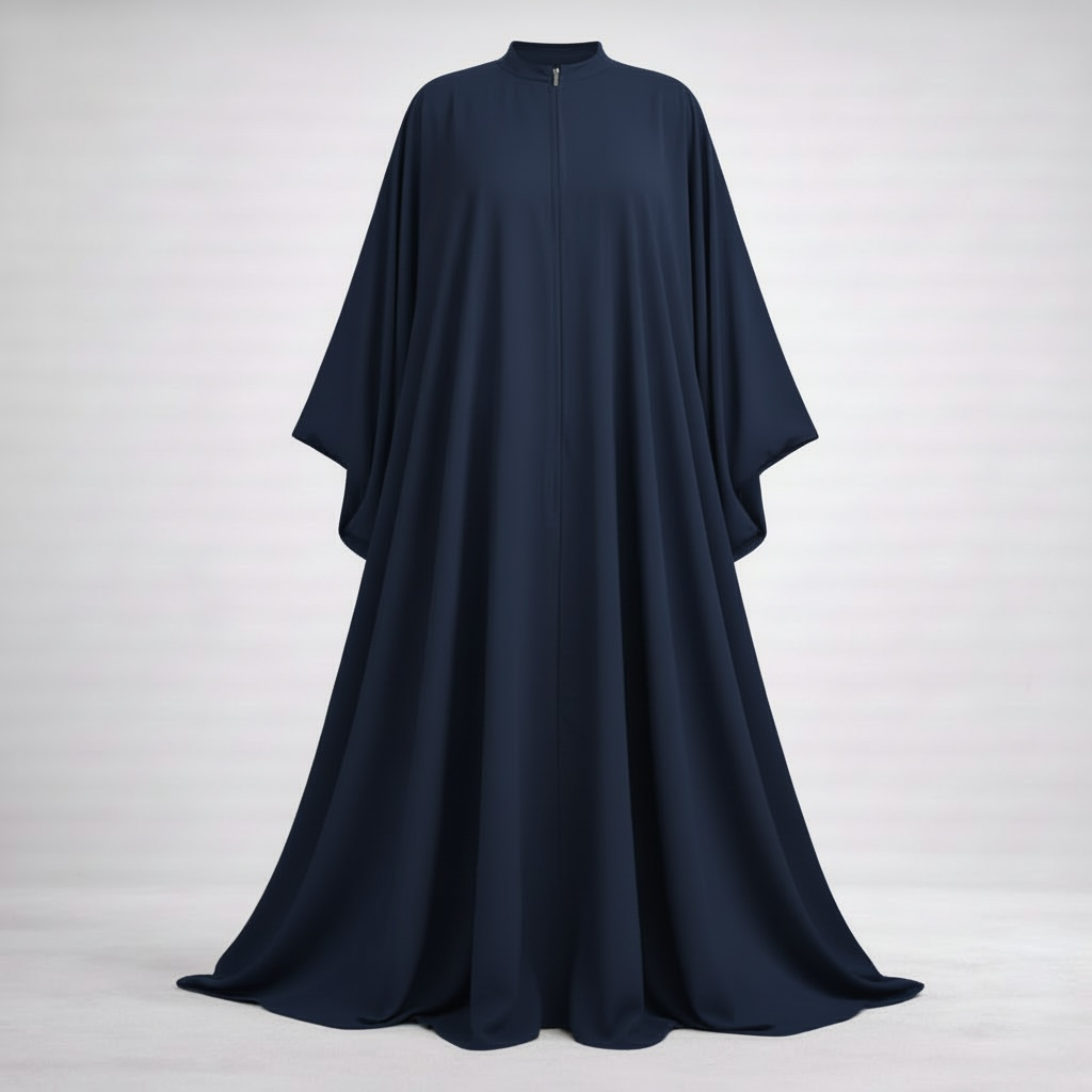 Navy blue abaya on a white background