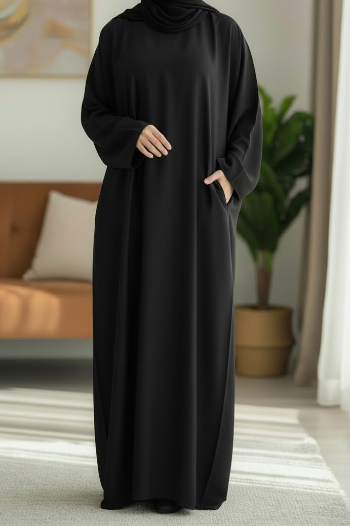 Aisha abaya- Everyday Classic Closed Abaya Nidha Fabric in Soft Comfortable Material for Everyday Wear
