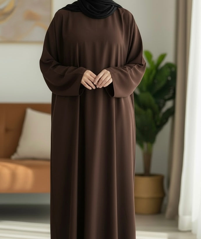 Aisha abaya- Everyday Classic Closed Abaya Nidha Fabric in Soft Comfortable Material for Everyday Wear