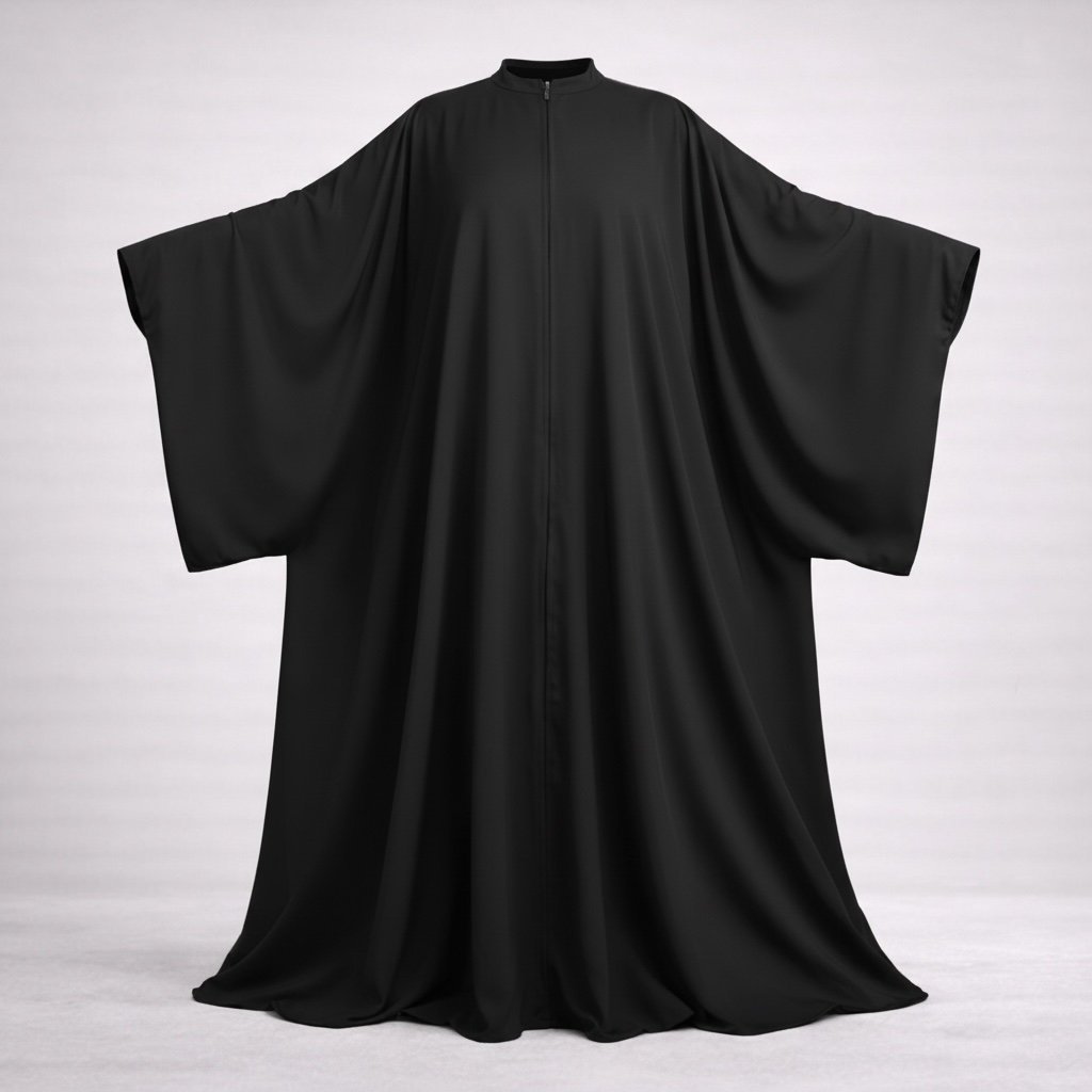 Batwing Abaya in Black on white background