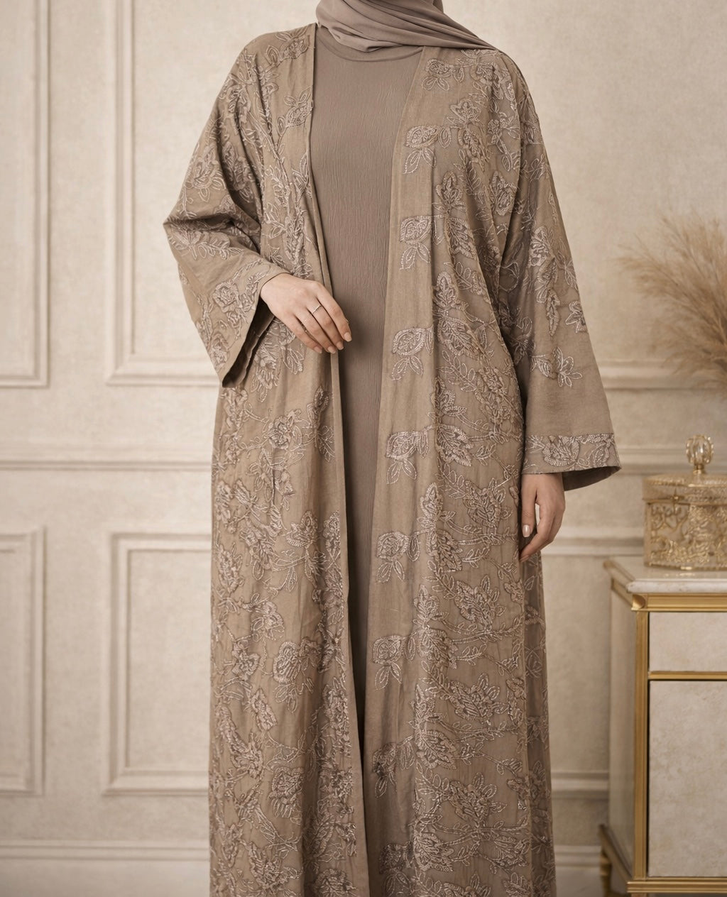 Hina Abaya- Textured Cotton Abaya set