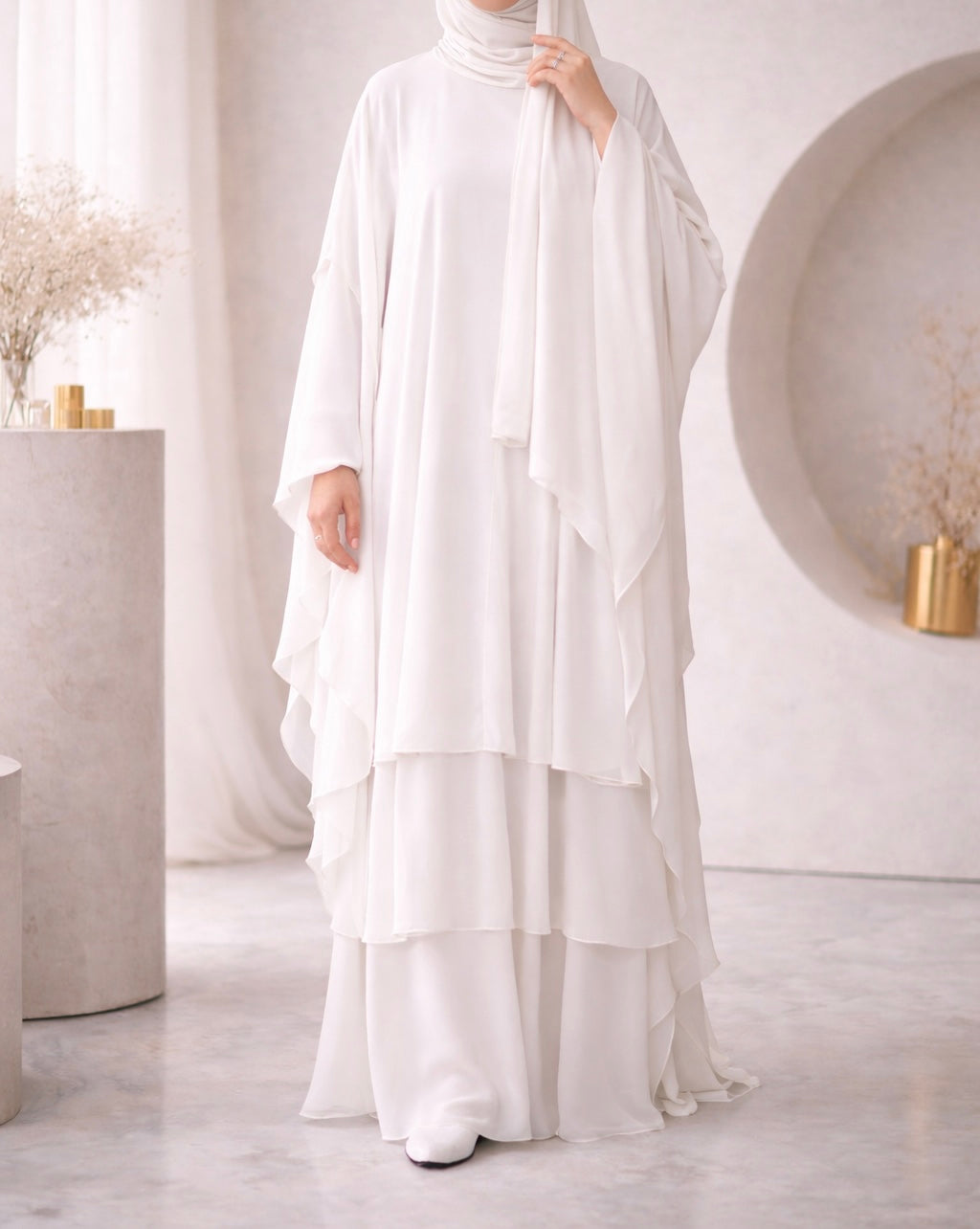 Hawaa Abaya- Premium Chiffon Farasha Abaya set