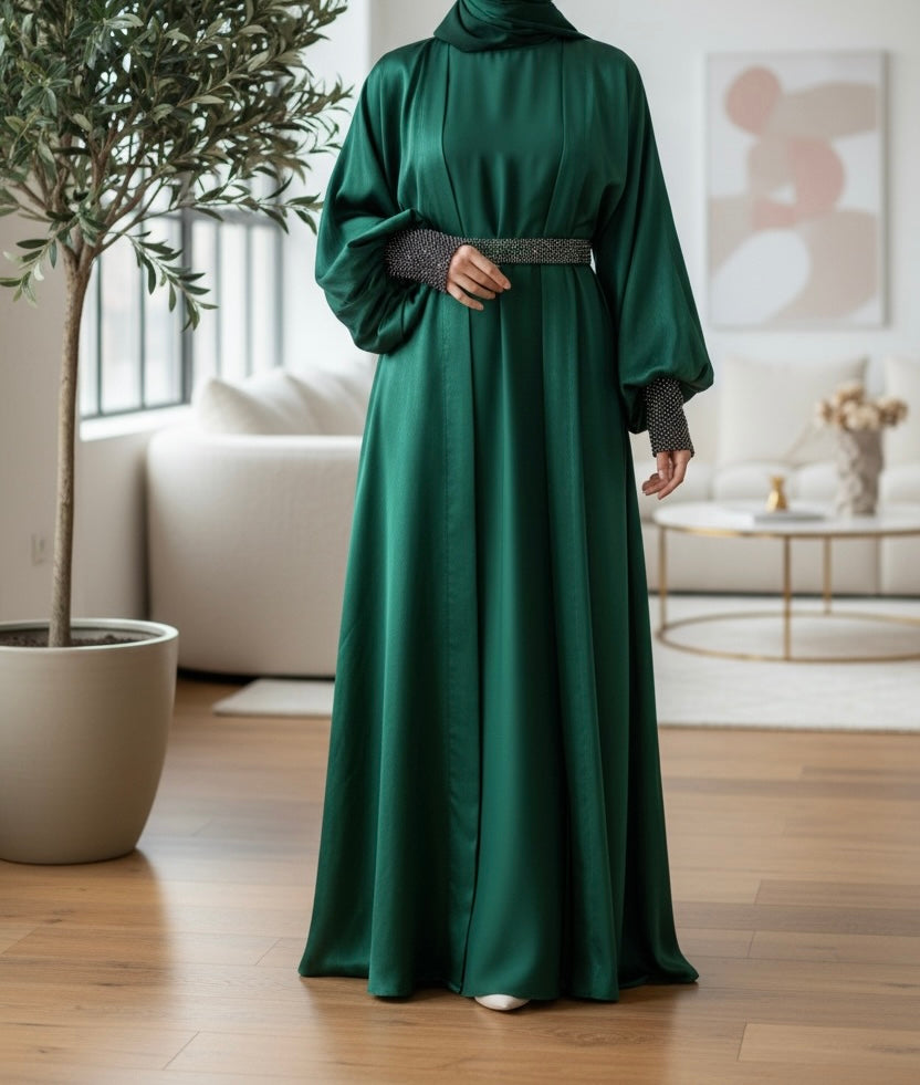 Sophia abaya- Luxury 4 piece abaya set- net lace sleeves