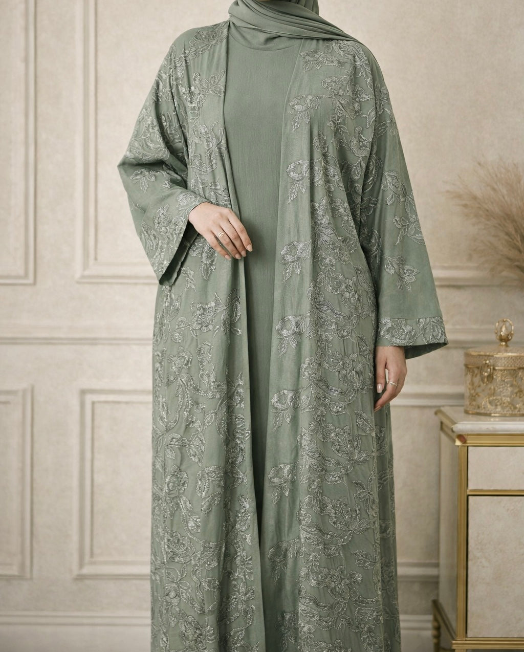 Hina Abaya- Textured Cotton Abaya set