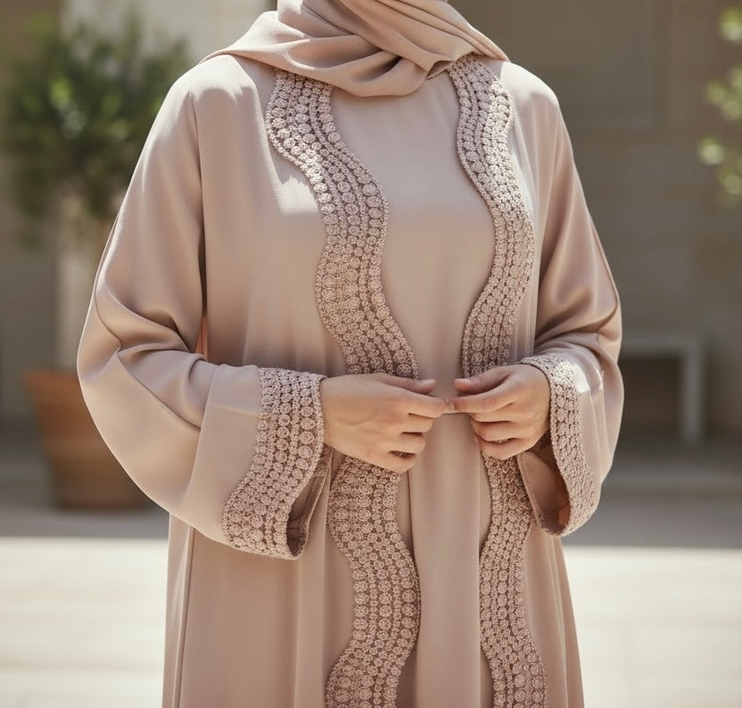 Husna Abaya- Lace Abaya Set