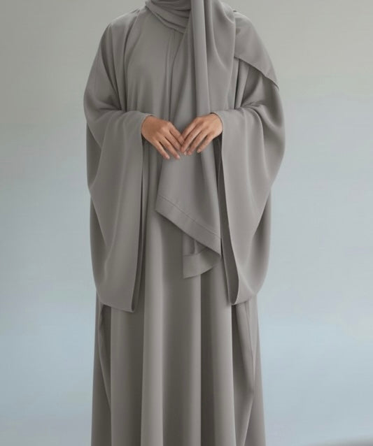 Sobha abaya- Everyday Premium Zipper Batwing Umbrella Abaya in Nidha Fabric with Wide Sleeves Hidden Neck Collar for Comfortable Wear