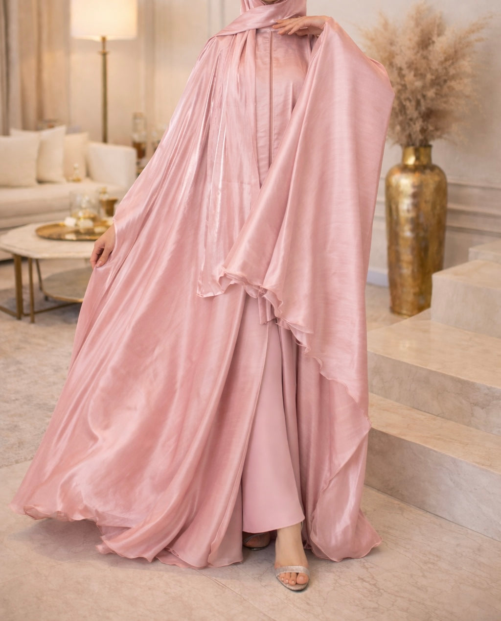 Roya abaya- Luxury Organza Farasha set- cape style abaya