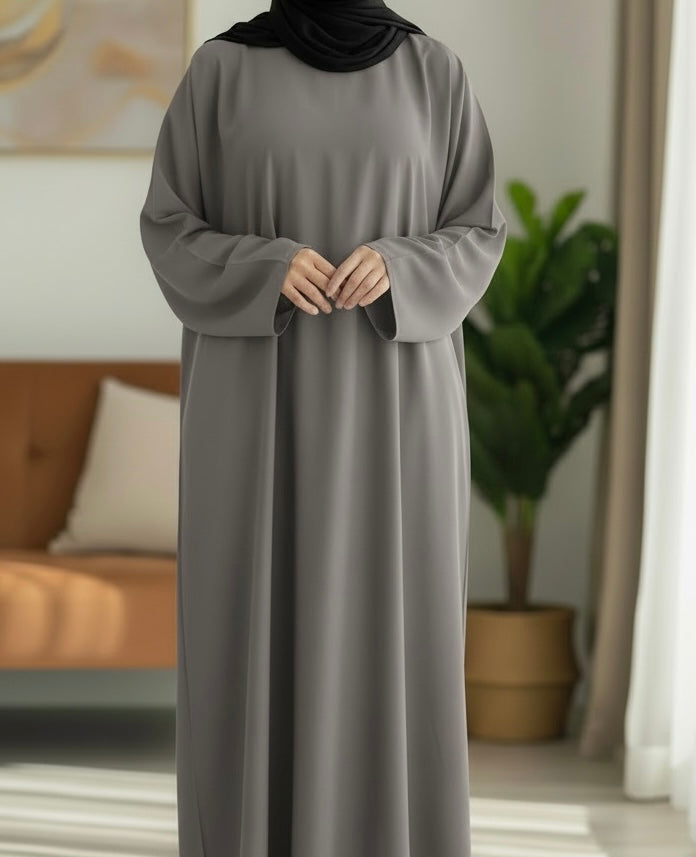 Aisha abaya- Everyday Classic Closed Abaya Nidha Fabric in Soft Comfortable Material for Everyday Wear