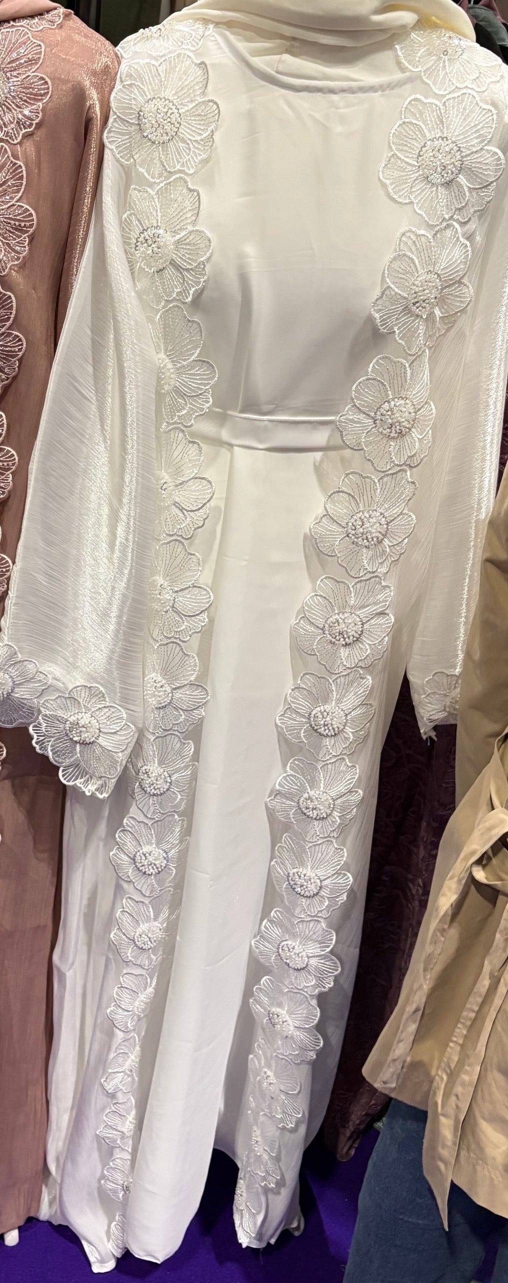 Warda Abaya- Luxury flower lace organza abaya set