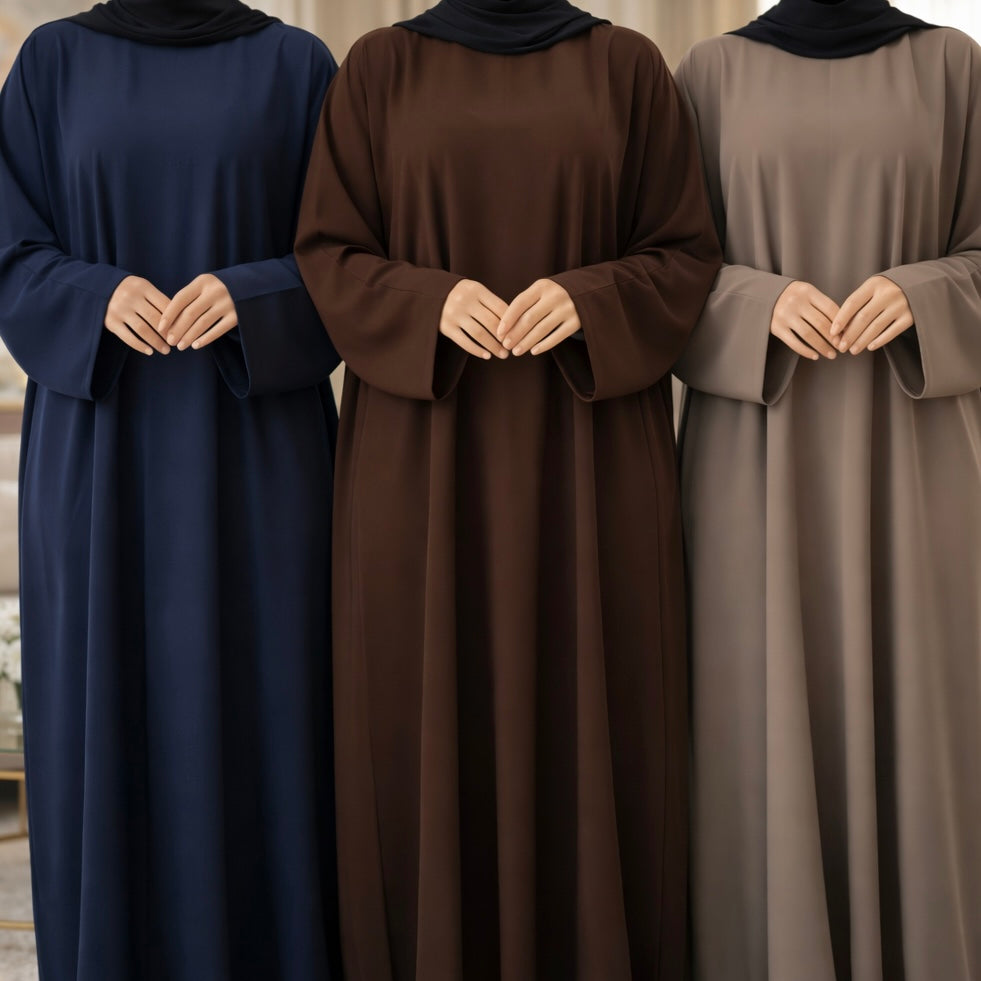 Aisha abaya- Everyday Classic Closed Abaya Nidha Fabric in Soft Comfortable Material for Everyday Wear