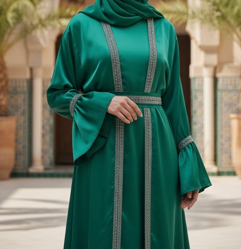 Zara abaya- Satin 4 piece abaya set