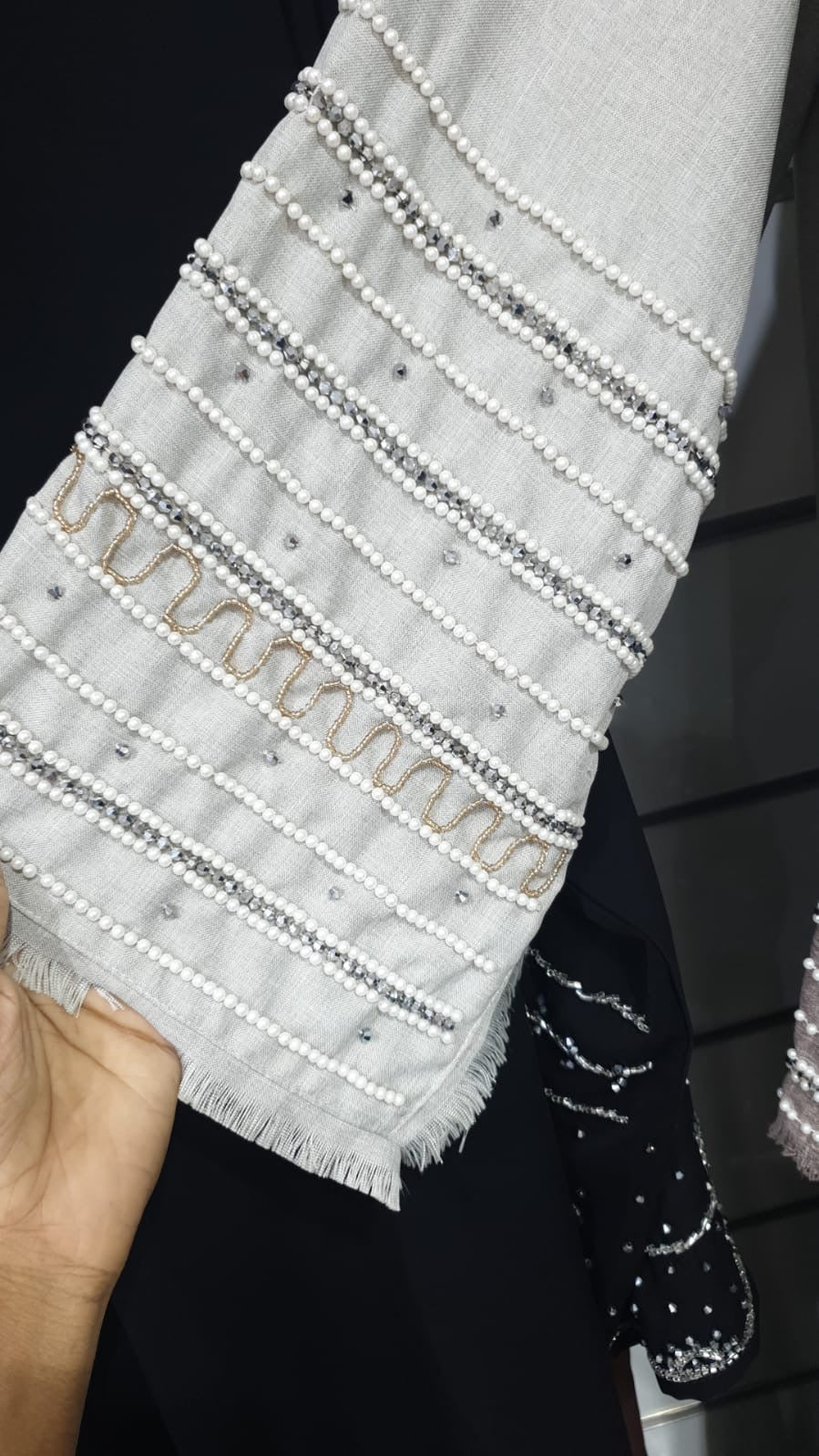 Isra abaya- Luxury hand beaded linen abaya set