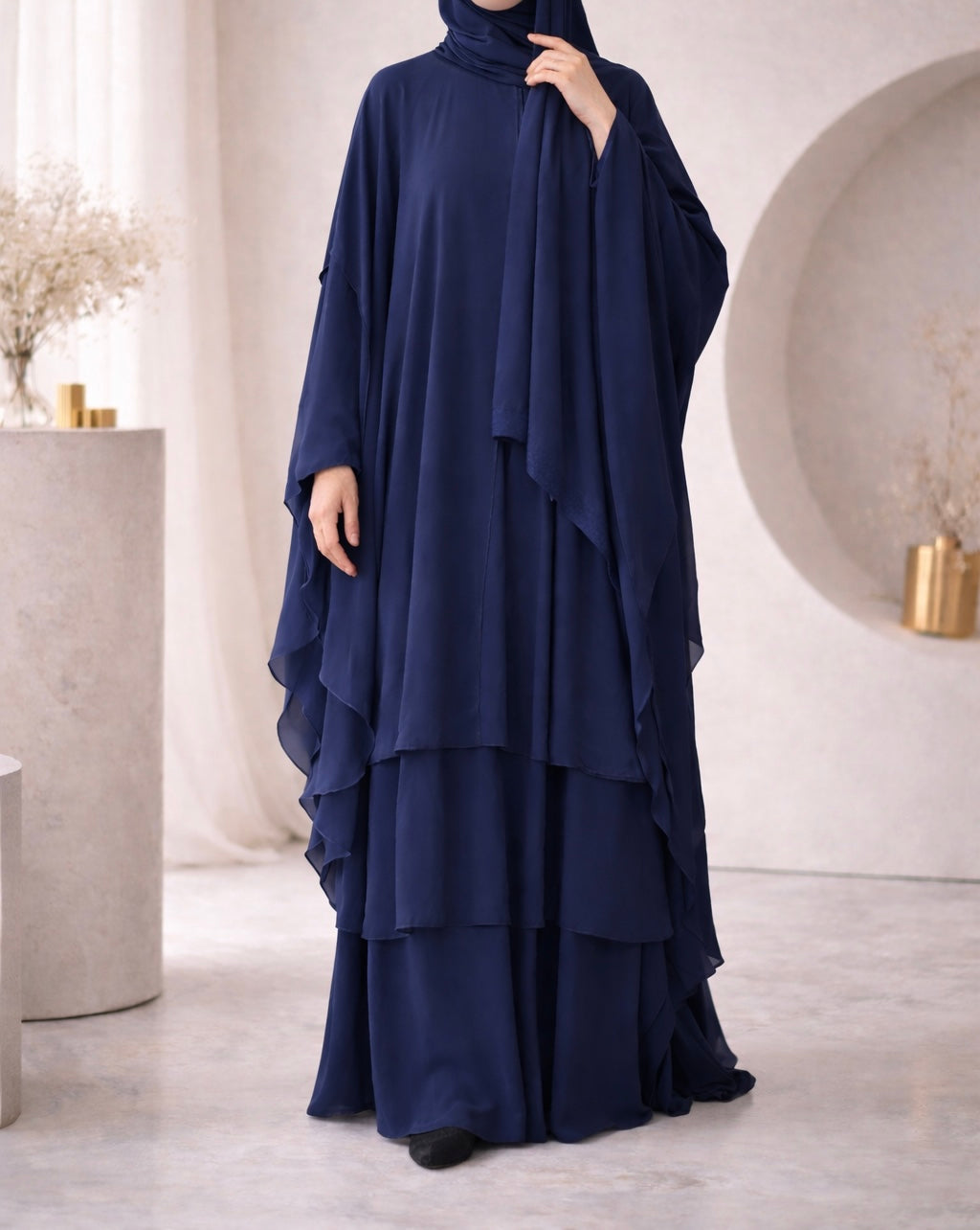 Hawaa Abaya- Premium Chiffon Farasha Abaya set