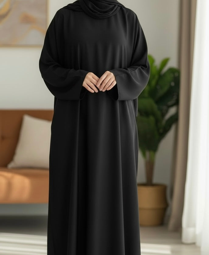Aisha abaya- Everyday Classic Closed Abaya Nidha Fabric in Soft Comfortable Material for Everyday Wear