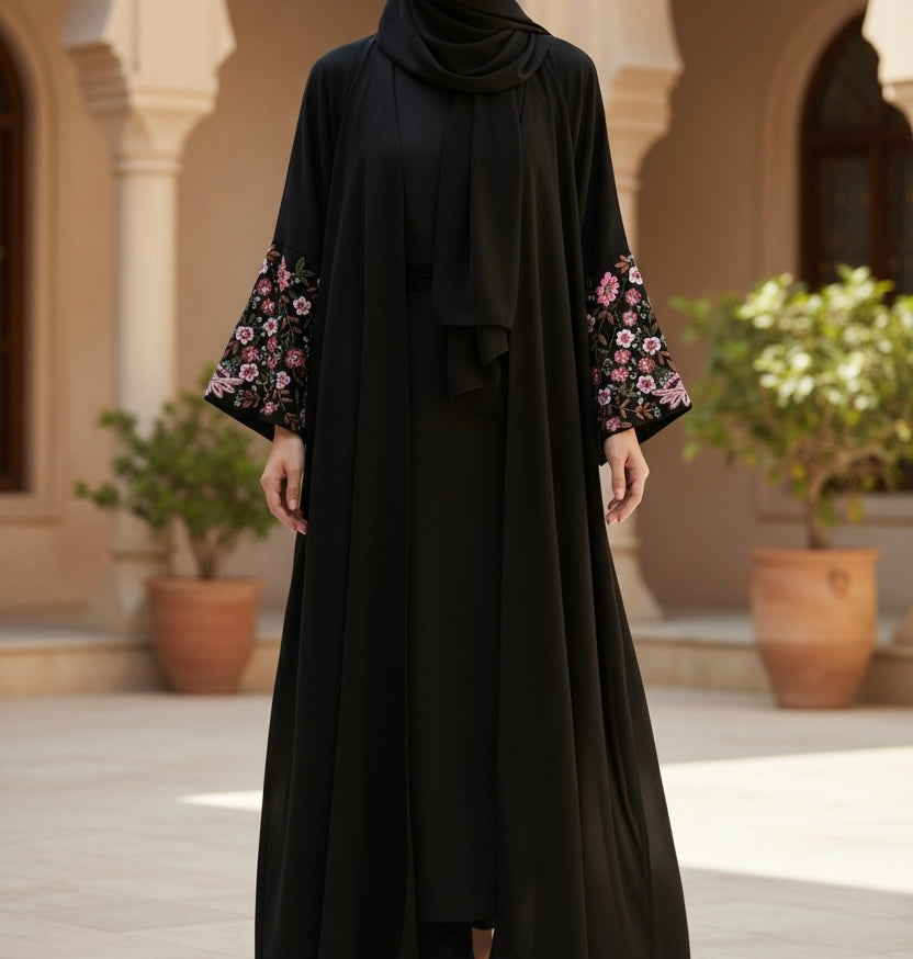 Hayaa abaya- Luxury flower hand beaded abaya