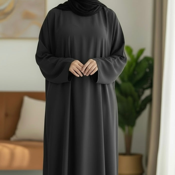 Aisha abaya- Everyday Classic Closed Abaya Nidha Fabric in Soft Comfortable Material for Everyday Wear