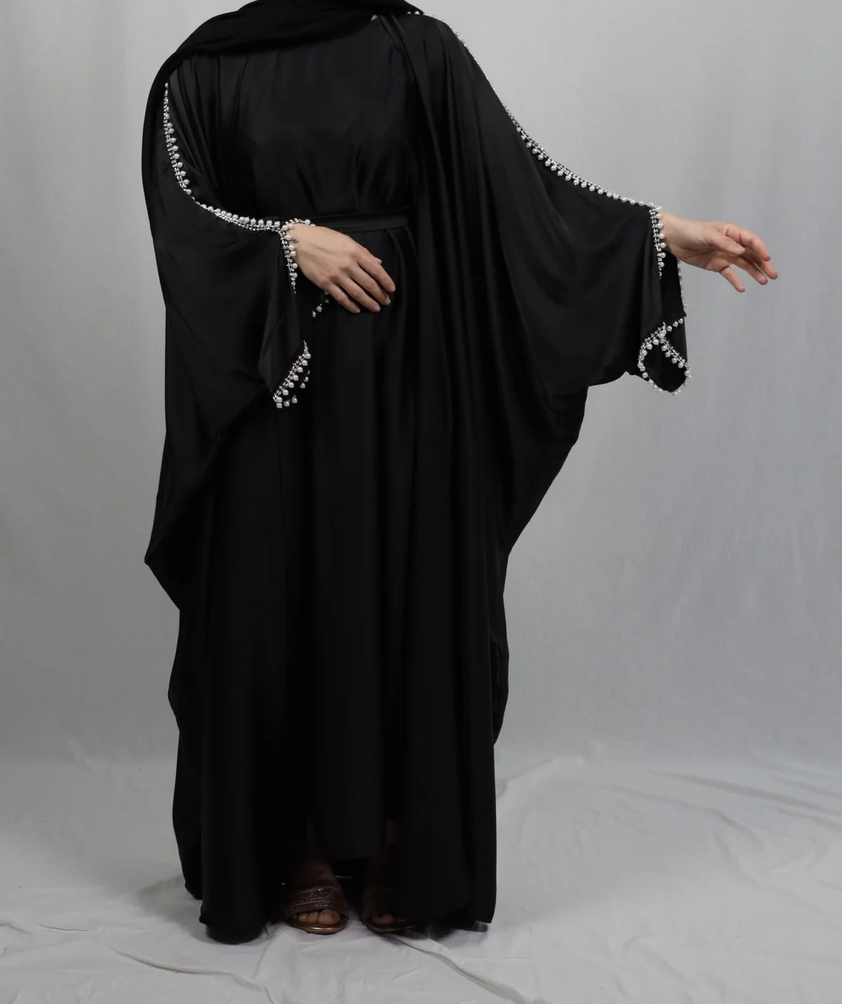 Ayza abaya- Satin beaded 4 piece abaya set