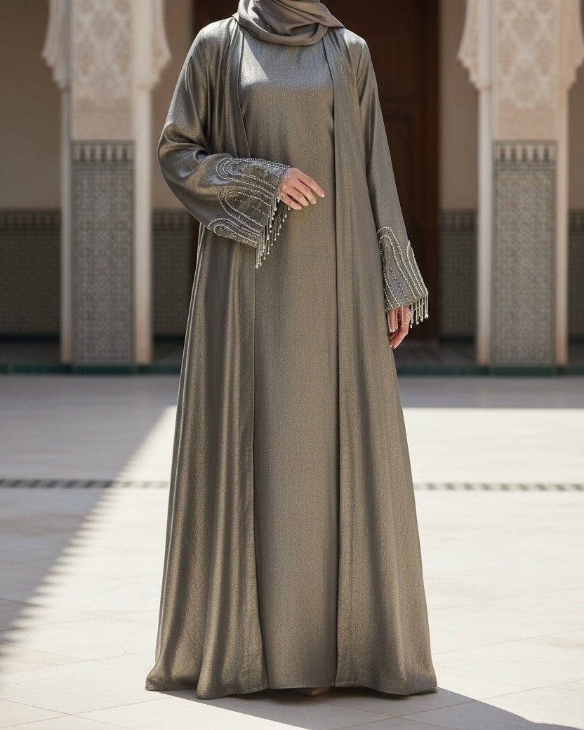 Jamila abaya- Luxury Velvet Abaya with beadwork