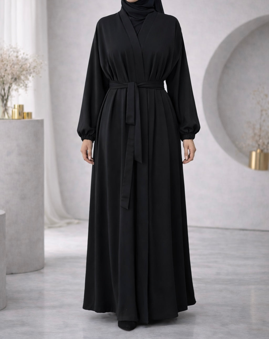 Aaliyah 1.0 abaya - Women's Open Abaya with buttons- Cuffed sleeves- Nidha fabric- sizes 52-60