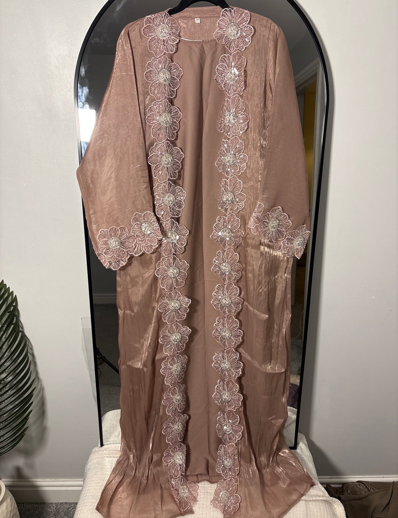 Warda Abaya- Luxury flower lace organza abaya set