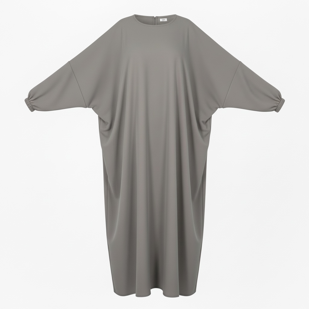 Gray batwing abaya on a white background