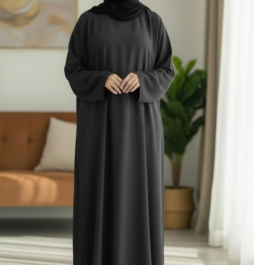 Aisha abaya- Everyday Classic Closed Abaya Nidha Fabric in Soft Comfortable Material for Everyday Wear