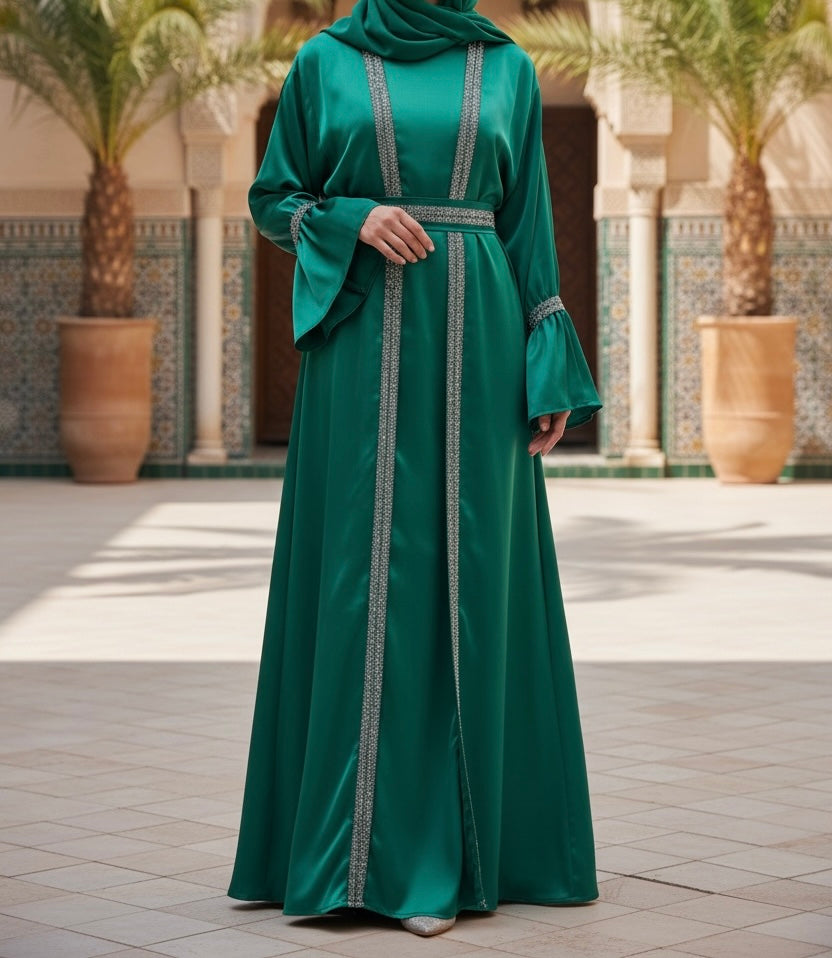 Zara abaya- Satin 4 piece abaya set